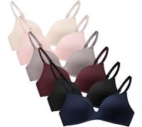 Adigau Set di 6 reggiseni da allenamento per ragazza, senza ferretto, per bambini, senza ferretto, con spalline regolabili, B1, 12- 14 Anni