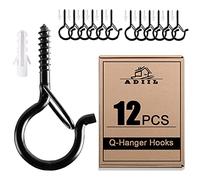 ADIIL 12 ganci Q con fibbia di sicurezza, ganci a vite antivento per appendere luci esterne, piante, luci natalizie da patio, 5,6 cm, nero