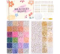 ADIIL Kit di 7200 perline di argilla per la creazione di braccialetti, 24 colori pastello da 6 mm, perline in argilla polimerica per la creazione di gioielli, braccialetti dell'amicizia Taylor,