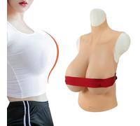 Adima Pettorale in Silicone Collo Alto Seni Finti Forme di Seno Finto Cosplay Seni Enhancers Forme K Cup per Transgender,Avorio,Silicone