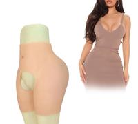 Adima Realistico Silicone Butt Pants Hip Enhancer Mutandine Aperto Inguine Finto Butt Panty per Le Donne Crossdresser,Wheat,One Size