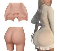 Adima Silicone Finto Butt Pants Cavallo Aperto Glutei Shaper Control Pantaloncini Hip Enhancers Panty Finto Culo per Le Donne,Natrual,M1