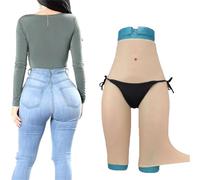 Adima Silicone Finto Vagina Pantaloni Anca Enhancer Culo modellatore Mutandina Mezza Lunghezza Biancheria Intima collegabile per Drag Queen Transgender,Marrone,Upgrade