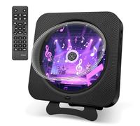 Adirigo Lettore CD portatile da scrivania con protezione antipolvere - Lettore CD a parete Bluetooth incorporato doppio altoparlante HiFi multifunzione con telecomando it radio FM MP3