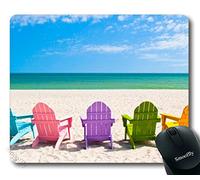 Adirondack Beach Chairs On A Sun Beach Holiday Vacation Travel House Tappetino per Mouse Soffice Tappetini per Il Mouse Base in Gomma Mousepad per Pc Laptop Lavoro 25X30Cm