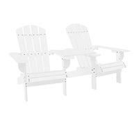 Adirondack Garden Chairs with Side Table, Solid Fir Wood Patio Furniture Set for Outdoor Relaxation in Backyard, Balcony or Terrace, Ergonomic Design, Weather-Resistant, Easy Assembly, White