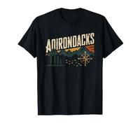 Adirondack Mountains New York Retro Vintage Hiking Sunset Maglietta