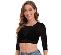 Adisno Dirndl Camicetta da Donna, Camicetta Dirndl, Camicetta Tradizionale Dirndl, in Pizzo, Elegante e Meravigliosa, con Scollo Rotondo, da Donna (IT, Numero, 42, Regular, Regular, Nero)