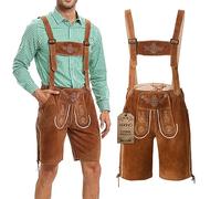 Adisno Lederhosen, Lederhosen Oktoberfest, Lederhose Uomo,Pantaloni Oktoberfest Uomo,Pelle (52, Marrone)