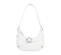 AdiStylinno Borsa a Tracolla, Stile Rétro Bborsa Piccola Donna Pelle PU Borsetta Ragazza, Y2K Piccolo Sacchetto Delle Ascelle Borsa Mezza Luna con Chiusura con Cerniera, Bianco