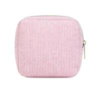 AdiStylinno Piccola borsa per il trucco, in velluto a coste, piccola borsa da viaggio per cosmetici, mini custodia da viaggio organizer portatile per trucco da donna, rosa, Minimalista