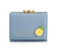 AdiStylinno Portafoglio da donna, carino, piccolo portafoglio da donna, triplo, in pelle PU, compatto, con motivo di frutta, 1 scomparto per monete, 7 scomparti per carte di credito, 1 finestra ID