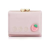 AdiStylinno Portafoglio da donna, carino, piccolo portafoglio da donna, triplo, in pelle PU, compatto, con motivo di frutta, 1 scomparto per monete, 7 scomparti per carte di credito, 1 finestra ID