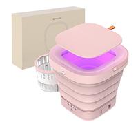 ADITAM 9L Lavatrice Portatile - Mini Lavatrice Pieghevole, Piccola Lavatrice Portatile con Centrifuga per Biancheria Intima Appartamento, Campeggio, Viaggi in Camper (Colore: Rosa) Double the comfort