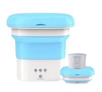 ADITAM Mini Lavatrice, Lavatrice Portatile Pieghevole E Centrifuga Combo Compatta, con Cestello di Scarico per Calzini Biancheria Intima Vestiti per Bambini Campeggio,Blu Double the comfort
