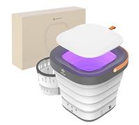ADITAM Mini lavatrice pieghevole - Lavatrice portatile da 9 litri, piccola lavatrice portatile con centrifuga per biancheria intima Appartamento, campeggio, viaggio in camper (colore: grigio) Double