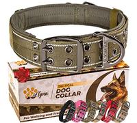 ADITYNA Collare per cani resistente con manico - Collare per cani verde riflettente per cani di grossa taglia - largo, spesso, tattico, morbido imbottito, perfetto per addestramento, passeggiate o caccia