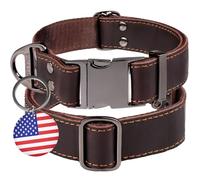 ADITYNA Leather Dog Collar with Metal Buckle - Heavy-Duty, Adjustable for Large & Extra Large Dogs - Walking & Training (Brown, Fits 19-30" Necks)