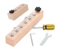 Adius Educational Screw-Tightening Busy Board, Activity Board with Wooden Screwdriver Set, Fine Motor Skills Preschool Learning Sensory Toy, for 3 4 5 Year Old (A)