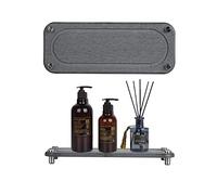 Adius Instant Dry Sink Caddy Organizers,Water Absorbing Stone Tray for Sink, Diatomaceous Earth Drying Rack,Sponge Soap Holder Dispenser, Prevents Moisture Buildup (Dark Grey A)