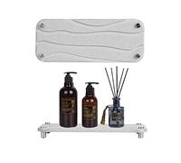 Adius Instant Dry Sink Caddy Organizers,Water Absorbing Stone Tray for Sink, Diatomaceous Earth Drying Rack,Sponge Soap Holder Dispenser, Prevents Moisture Buildup (Light Grey B)