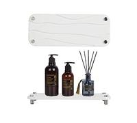 Adius Instant Dry Sink Caddy Organizers,Water Absorbing Stone Tray for Sink, Diatomaceous Earth Drying Rack,Sponge Soap Holder Dispenser, Prevents Moisture Buildup (White B)