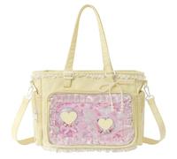 Adius Ita Bag Kawaii, Borsa a Tracolla Donna con Finestra Trasparente e Inserto, Borsa Crossbody Con Volant in Pizzo,Multi Tasche Y2K Per Cosplay E Uso Quotidiano (giallo)