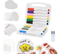 Adius Magic Puffy Paint Set - 3D Foam Texture Drawing Kit with Sponge Canvas & Popcorn Pens, DIY Foam Texture Blank Painting Paper Set