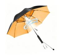 Adius Ventilatore Nebulizzatore, Ombrello, Sunny/Rainy Umbrella With Fan and Mist Spray, UV Blocking Long Handle Sun Protection, USB Rechargeable (Arancione)
