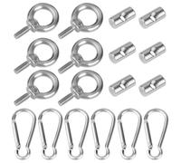 Adiwo 6 Pezzi Bullone a Occhiello m4, Golfari Acciaio Inox con 6 Moschettoni Inox, M4 Anello di Sollevamento Kit di Blocco per Binario, per roulotte, Camper, Caravan, Camper e Camper