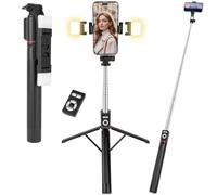 Adiwo Bastone Selfie Treppiede Migliorato 2 Luce di Riempimento,170 CM Selfie Stick Stabile con Telecomando Staccabile,Compatibile con iPhone Samsung Huawei Xiaomi Smartphones