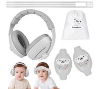 Adiwo Cuffie antirumore 2 in 1 per bambini, antiscivolo, con cancellazione del rumore, ultra morbide e regolabili fino a 0-48 mesi, protezione dell'udito per dormire e viaggiare