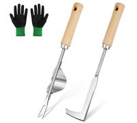 Adiwo Estirpatore Erbacce Manuale, 3PCS Coltello Erbacce in Acciaio Inossidabile, Raschietto per Erbacce a Manico Lungo, per Diserbo, Trapianto, Radicamento e Allentamento del Terreno in Giardino