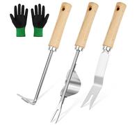 Adiwo Estirpatore Erbacce Manuale, 4PCS Coltello Erbacce in Acciaio Inossidabile, Raschietto per Erbacce a Manico Lungo, per Diserbo, Trapianto, Radicamento e Allentamento del Terreno in Giardino