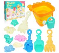 Adiwo Giocattoli da Spiaggia, 12 Pezzi Giochi Spiaggia con Secchio Pieghevole, Secchiello Spiaggia Bambini con Modello di Giocattolo da Spiaggia, Annaffiatoio, Pala, Adatto per Uso Interno Ed Esterno