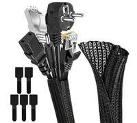 Adiwo Guaina Cavi Self-closing 3m Intrecciata, Tagliabile Nascondi Cavi, Espandibile Per Ufficio Casa Auto - Nero