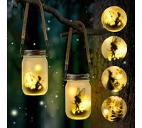 Adiwo Lanterna Solare da Esterno, 2 Pezzi Lanterne Solari esterno Barattolo di vetro Luci Solari Giardino per matrimoni, IP44 Impermeabile, per Terrazza, Patio, Giardino, Festa Decorazione-caldo