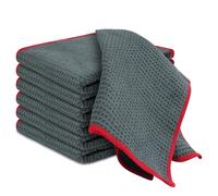 Adiwo Panni Microfibra Auto, 6 Pezzi Panni Magic Microfibra Carbonio, Catturapolvere Senza Aloni Assorbenti Lucidatura per Auto, Panno Rapido Lava e Asciuga, Rosso, 30 * 30cm