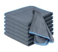 Adiwo Panni Microfibra Auto, 6 Pezzi Panni Magic Microfibra Carbonio, Catturapolvere Senza Aloni Assorbenti Lucidatura per Auto, Panno Rapido Lava e Asciuga, Azzurro Cielo, 30 * 40cm