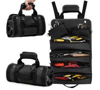 Adiwo rotolo portautensili, borsa portautensili organizer con 6 tasche, robusto rotolo portautensili in tela Oxford, per idraulici, artigiani ed elettricisti, officina garage - borsa da lavoro (nero)
