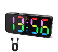 Adiwo Sveglia Digitale, 2 Allarmi, Snooze, Suoni e Luminosità Regolabile, Multicolore, Alimentazione USB e Batteria per Camera da Letto,Ufficio, Sveglia da Comodino con LED Schermo Grande, 12/24