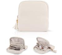 Adiwo Trousse per Gioielli da Viaggio, Multiple Compartimenti, Trousse Organizzatrice, Antiscivolo e Impermeabile, Forro Morbido in Velluto Simulato per Proteggere Collane, Orologi, Anelli (Beige