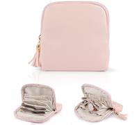 Adiwo Trousse per Gioielli da Viaggio, Multiple Compartimenti, Trousse Organizzatrice, Antiscivolo e Impermeabile, Forro Morbido in Velluto Simulato per Proteggere Collane, Orologi, Anelli (Rosa