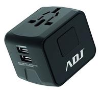 4741494 ADATTATORE UNIVERSALE TRAVEL BK US/EU/AUS/UK PLUGS 2USB PORTS