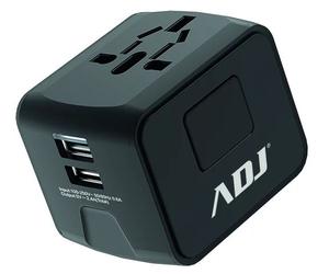 Adj ADATTATORE UNIVERSALE TRAVEL BK US/EU/AUS/UK PLUGS 2USB PORTS