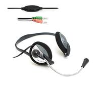 adj Easy Backheadset Cuffie con Microfono Flessibile per PC, Headset con Controllo Volume, Jack Stereo 3.5mm, Adatto per Smartphone e Tablet, Compatibile con Windows/MAC, Nero/Grigio
