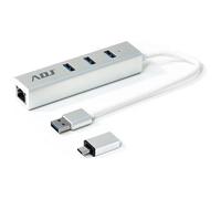 Adj Adattatore USB C Ethernet to USB 3.0, Hub USB C Ethernet LAN 1000 Mbps Gigabit a RJ45, Convertitore USB Type-C, Ingresso Micro-USB, Supporta MacBook PRO/Air, iPad PRO 2020/2018, Surface Book, XPS