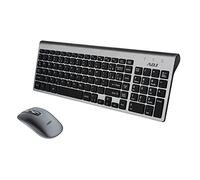 ADJ Platinum KW10 Set Tastiera Multimediale e Mouse Wireless, Layout Italiano QWERTY, per PC/Laptop/Notebook Windows, Tasti Silenziosi, Senza Fili, 102 Tasti, Mouse Ergonomico 1600 DPI, Silver/Nero