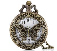 ADJAN Antico 3D Butterfly Hollow Case Design Quartz Pocket Watch Chain Steampunk Collana Pendente Fob Watch Best Collectibles Gifts, 01 solo Orologio