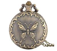 ADJAN Antico 3D Butterfly Hollow Case Design Quartz Pocket Watch Chain Steampunk Collana Pendente Fob Watch Best Collectibles Gifts, 03 solo Orologio